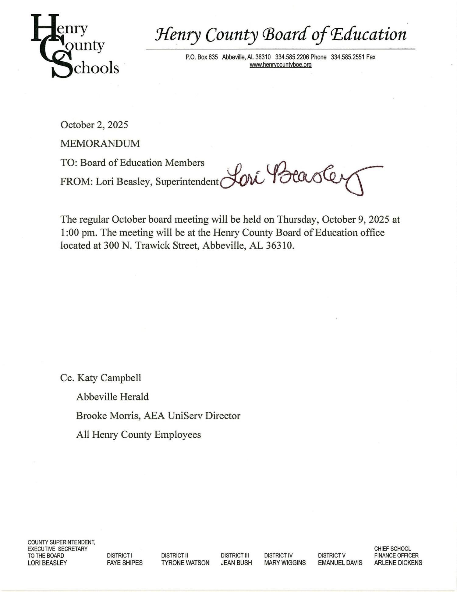 October Board Meeting